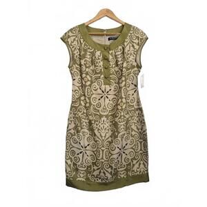 Nwt Ellen Tracy Ladies 100% Silk Sleeveless Shift Style Dress Color Muted